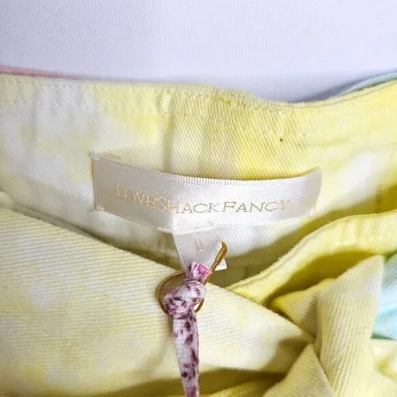 NWT LoveShackFancy Tao Denim Pants Jeans RAINBOW RADIAL TIE DYE size 0 XS Ankle - Picture 7 of 13